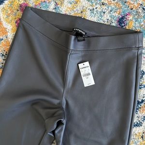 Express grey faux leather leggings NWT